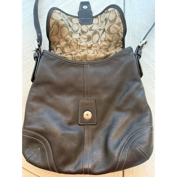 Coach Vintage 9480 Soho Flap Crossbody Black Leather Shoulder Hobo Y2K Cleaned - Picture 9 of 16